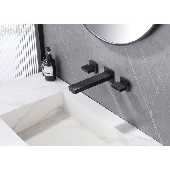 Смеситель для раковины настенный Abber Daheim AF82122B (со скрытой частью) чёрный матовый, Цвет производителя: чёрный матовый фото 2