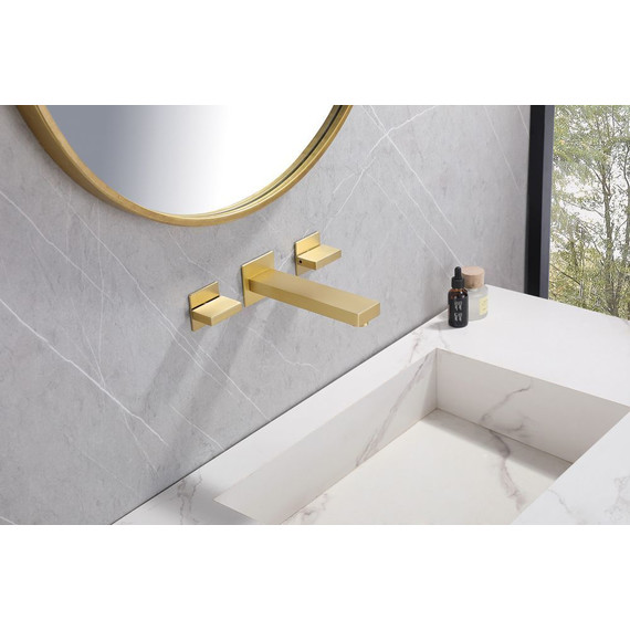 Смеситель для раковины настенный Abber Daheim AF82122G (со скрытой частью) золото матовое, Цвет производителя: золото матовое фото 2