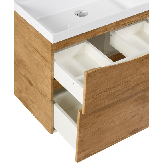 Тумба подвесная с раковиной BelBagno MARINO-H60-700-2C-SO-RN-P 70 см, Rovere Nature фото 6