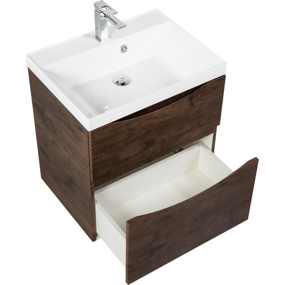 Тумба подвесная с раковиной BelBagno MARINO-H60-700-2C-SO-RW-P 70 см, Rovere Moro фото 4