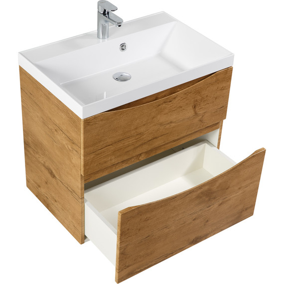 Тумба подвесная с раковиной BelBagno MARINO-H60-700-2C-SO-RN-P 70 см, Rovere Nature фото 3