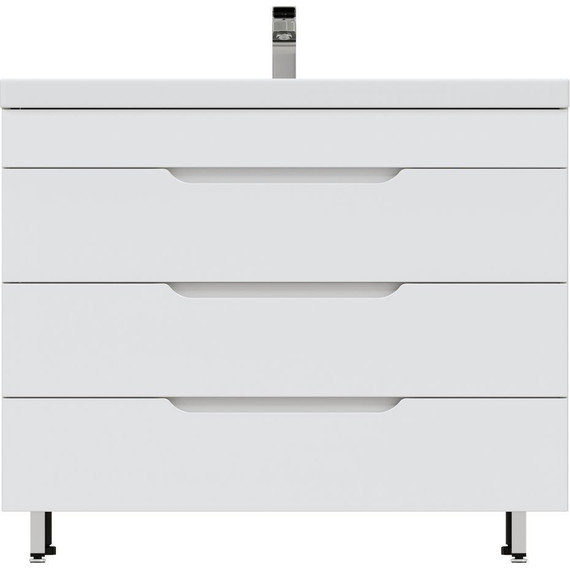 Тумба напольная с раковиной Mirsant Soho Quadro 100/2 см с доводчиком, белый - 4 Тумба напольная с раковиной Mirsant Soho Quadro 100/2 см с доводчиком, белый фото 4