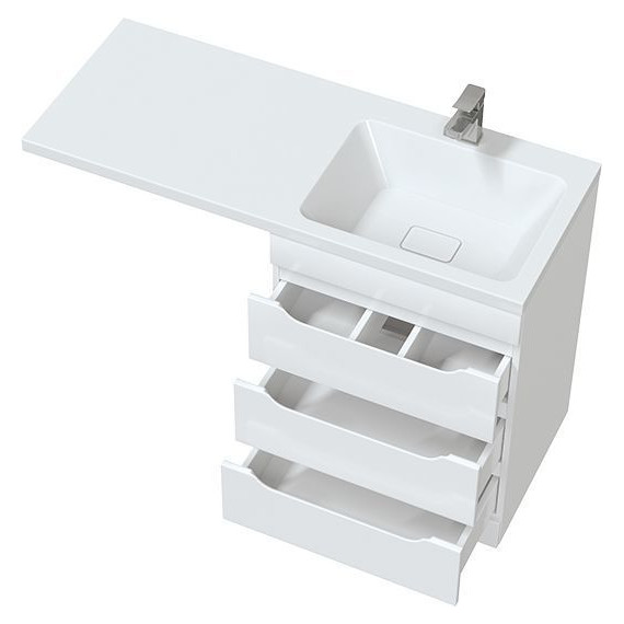 Тумба напольная с раковиной Mirsant Soho quadro 120 см R (раковина Fly2), белый фото 2