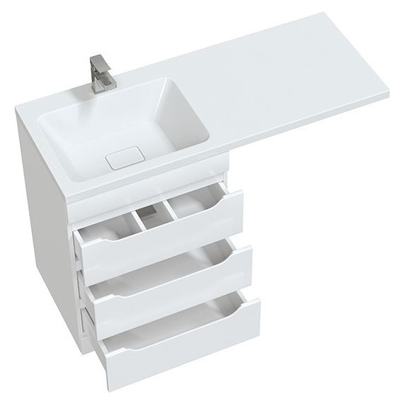 Тумба напольная с раковиной Mirsant Soho quadro 120 см L (раковина Fly2), белый фото 2