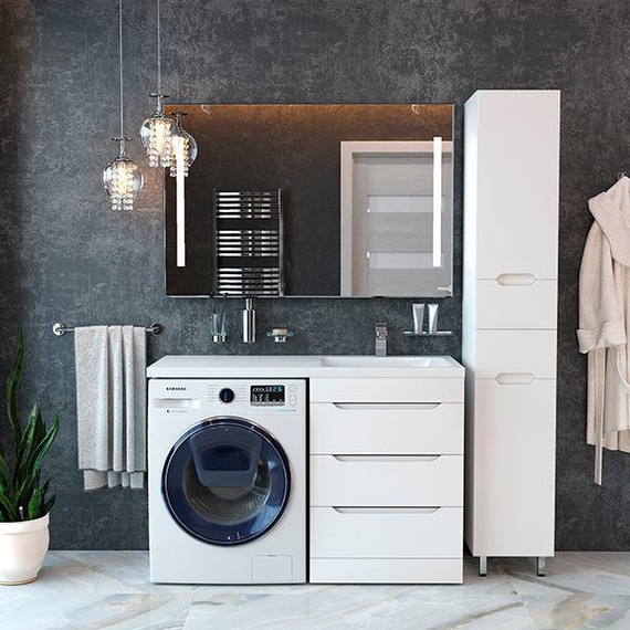 Тумба напольная с раковиной Mirsant Soho quadro 120 см R (раковина Fly2), белый фото 8