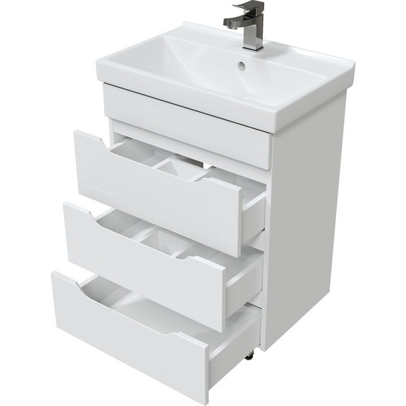 Тумба напольная с раковиной Mirsant Soho quadro 60 см, белый - 4 Тумба напольная с раковиной Mirsant Soho quadro 60 см, белый фото 4