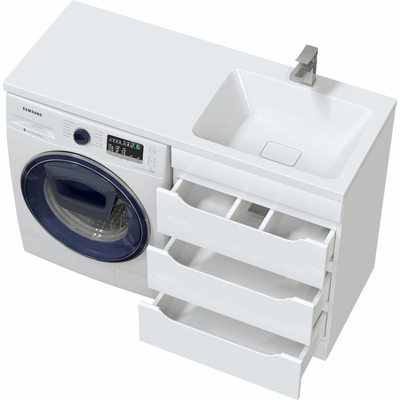 Тумба напольная с раковиной Mirsant Soho quadro 120 см R (раковина Fly2), белый фото 3