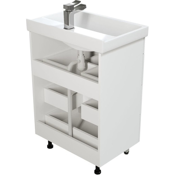 Тумба напольная с раковиной Mirsant Soho quadro 60 см, белый - 5 Тумба напольная с раковиной Mirsant Soho quadro 60 см, белый фото 5