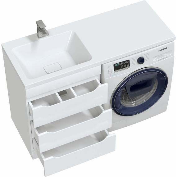 Тумба напольная с раковиной Mirsant Soho quadro 120 см L (раковина Fly2), белый фото 3