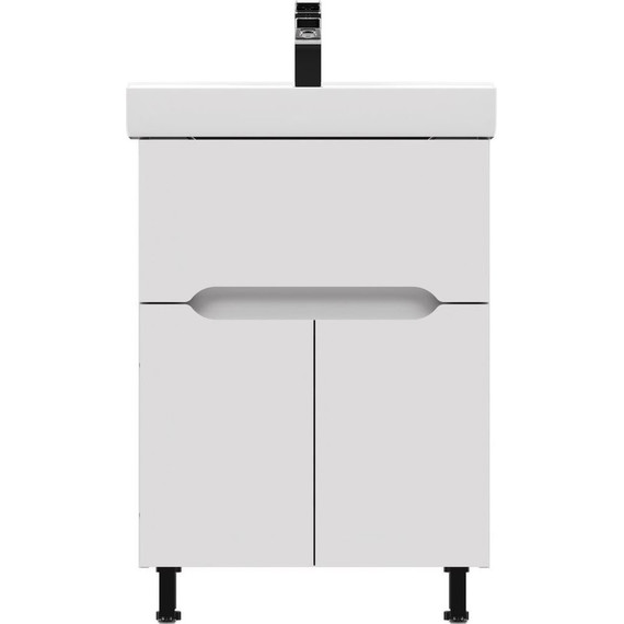 Тумба напольная с раковиной Mirsant Soho Quadro Light 60 см, белый - 3 Тумба напольная с раковиной Mirsant Soho Quadro Light 60 см, белый фото 3