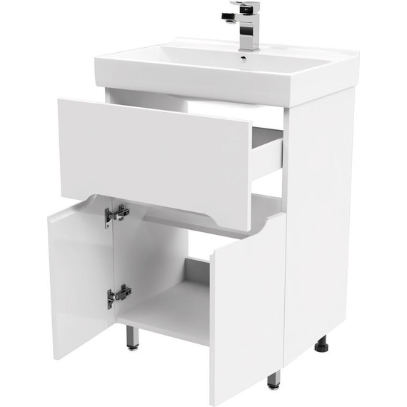 Тумба напольная с раковиной Mirsant Soho Quadro Light 60 см, белый - 4 Тумба напольная с раковиной Mirsant Soho Quadro Light 60 см, белый фото 4