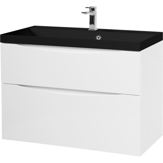 Тумба подвесная с раковиной BelBagno MARINO-H60-800-2C-SO-BL-P 80 см, Bianco Lucido (раковина BB800/450-LV-ART-AST-NERO) фото 2