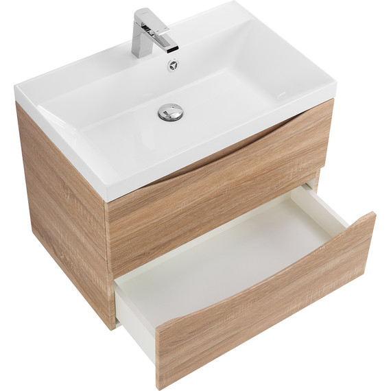 Тумба подвесная с раковиной BelBagno MARINO-700-2C-SO-WO-P 70 см, Rovere Bianco фото 3