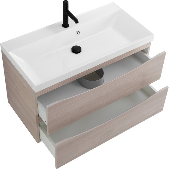 Тумба подвесная с раковиной BelBagno MARINO-900-2C-SO-RG-P 90 см, Rovere Grigio фото 5