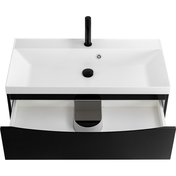 Тумба подвесная с раковиной BelBagno MARINO-900-2C-SO-NL-P 90 см, Nero Lucido фото 8