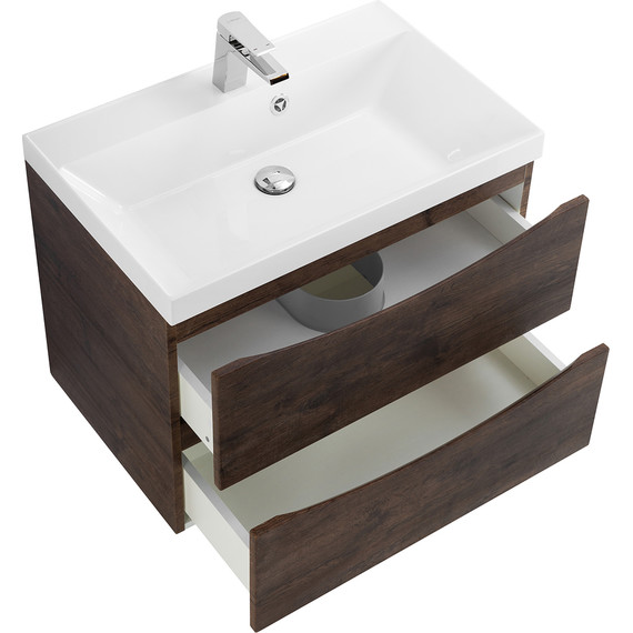 Тумба подвесная с раковиной BelBagno MARINO-700-2C-SO-RW-P 70 см, Rovere Moro фото 5