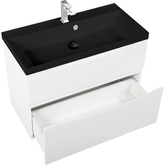 Тумба подвесная с раковиной BelBagno MARINO-H60-900-2C-SO-BL-P 90 см, Bianco Lucido (раковина BB900/450-LV-ART-AST-NERO) фото 3