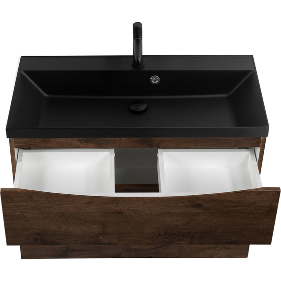 Тумба подвесная с раковиной BelBagno MARINO-H60-900-2C-SO-RW-P 90 см, Rovere Moro (раковина BB900/450-LV-ART-AST-NERO) фото 4