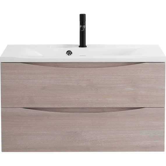 Тумба подвесная с раковиной BelBagno MARINO-1000-2C-SO-RG-P 100 см, Rovere Grigio фото 