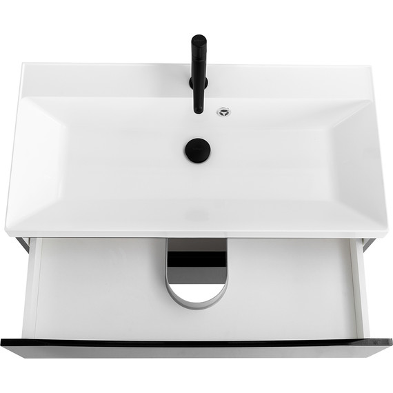 Тумба подвесная с раковиной BelBagno MARINO-800-2C-SO-NL-P 80 см, Nero Lucido фото 4