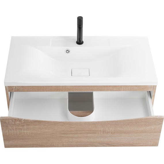 Тумба подвесная с раковиной BelBagno MARINO-1000-2C-SO-WO-P 100 см, Rovere Bianco фото 7