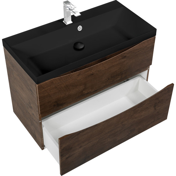 Тумба подвесная с раковиной BelBagno MARINO-H60-800-2C-SO-RW-P 80 см, Rovere Moro (раковина BB800/450-LV-ART-AST-NERO) фото 3