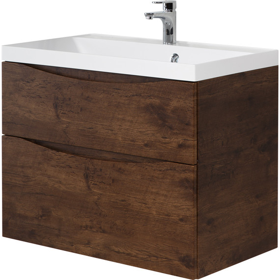 Тумба подвесная с раковиной BelBagno MARINO-H60-800-2C-SO-RW-P 80 см, Rovere Moro фото 2