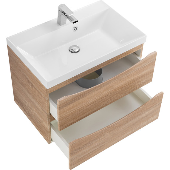 Тумба подвесная с раковиной BelBagno MARINO-700-2C-SO-WO-P 70 см, Rovere Bianco фото 5