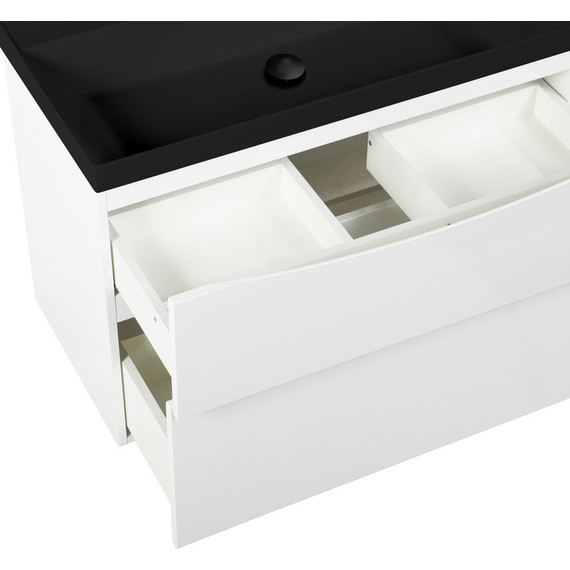 Тумба подвесная с раковиной BelBagno MARINO-H60-800-2C-SO-BL-P 80 см, Bianco Lucido (раковина BB800/450-LV-ART-AST-NERO) фото 5