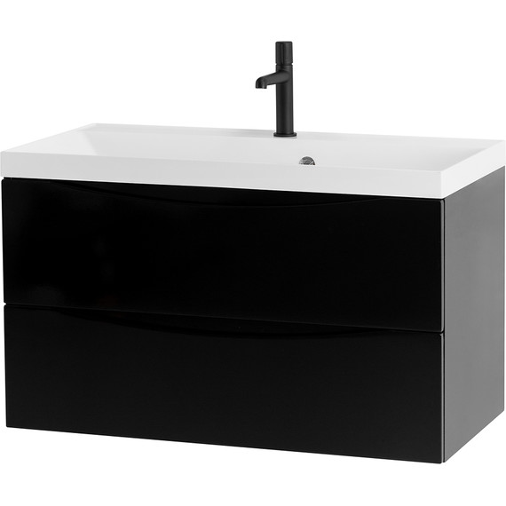 Тумба подвесная с раковиной BelBagno MARINO-900-2C-SO-NL-P 90 см, Nero Lucido фото 2