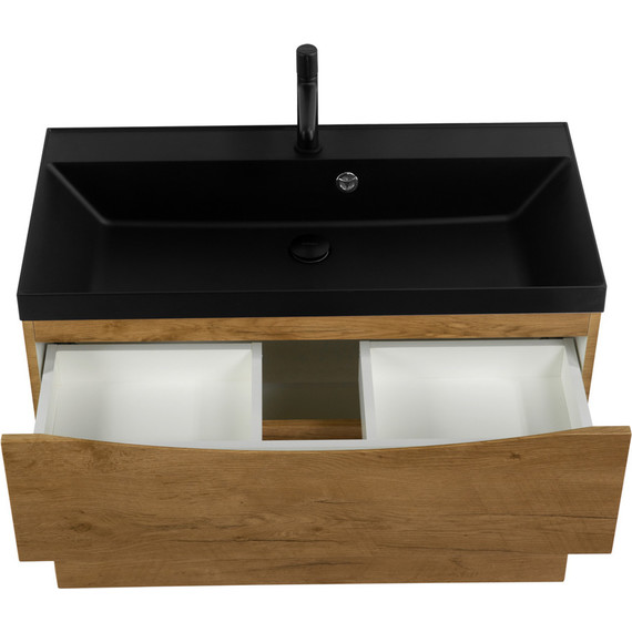 Тумба подвесная с раковиной BelBagno MARINO-H60-900-2C-SO-RN-P 90 см, Rovere Nature (раковина BB900/450-LV-ART-AST-NERO) фото 4