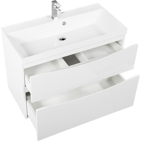 Тумба подвесная с раковиной BelBagno MARINO-H60-900-2C-SO-BL-P 90 см, Bianco Lucido фото 6
