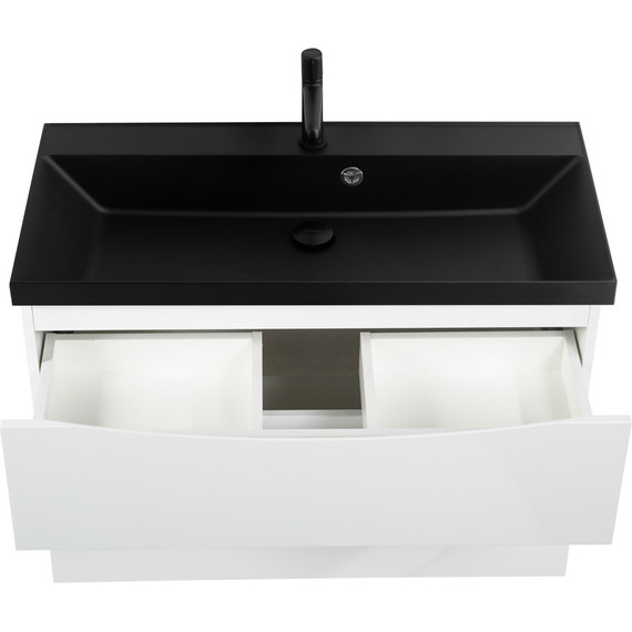 Тумба подвесная с раковиной BelBagno MARINO-H60-900-2C-SO-BL-P 90 см, Bianco Lucido (раковина BB900/450-LV-ART-AST-NERO) фото 6