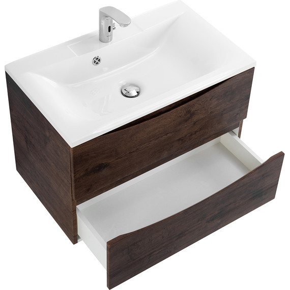 Тумба подвесная с раковиной BelBagno MARINO-750-2C-SO-RW-P 75 см, Rovere Moro фото 3