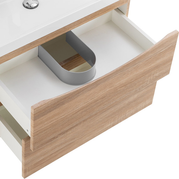 Тумба подвесная с раковиной BelBagno MARINO-700-2C-SO-WO-P 70 см, Rovere Bianco фото 6