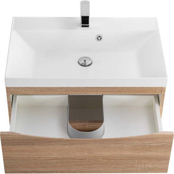 Тумба подвесная с раковиной BelBagno MARINO-700-2C-SO-WO-P 70 см, Rovere Bianco фото 7