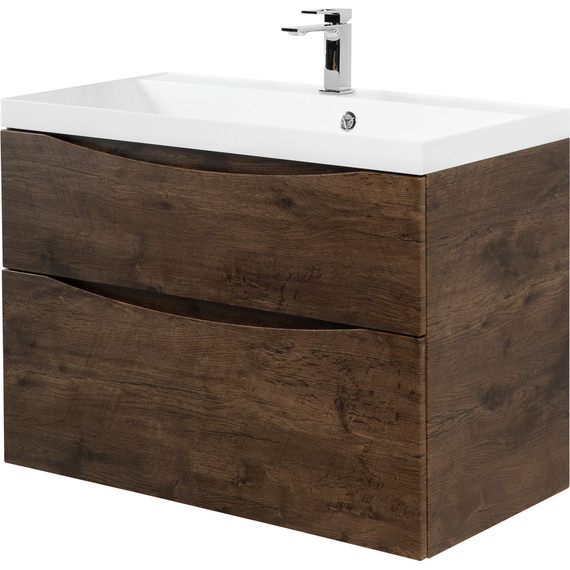 Тумба подвесная с раковиной BelBagno MARINO-H60-900-2C-SO-RW-P 90 см, Rovere Moro фото 