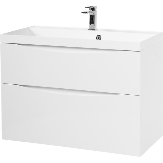Тумба подвесная с раковиной BelBagno MARINO-H60-800-2C-SO-BL-P 80 см, Bianco Lucido фото 