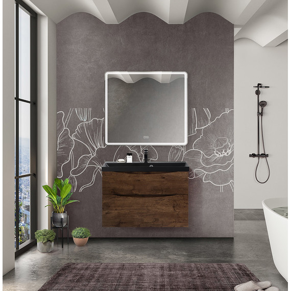 Тумба подвесная с раковиной BelBagno MARINO-H60-800-2C-SO-RW-P 80 см, Rovere Moro (раковина BB800/450-LV-ART-AST-NERO) фото 8
