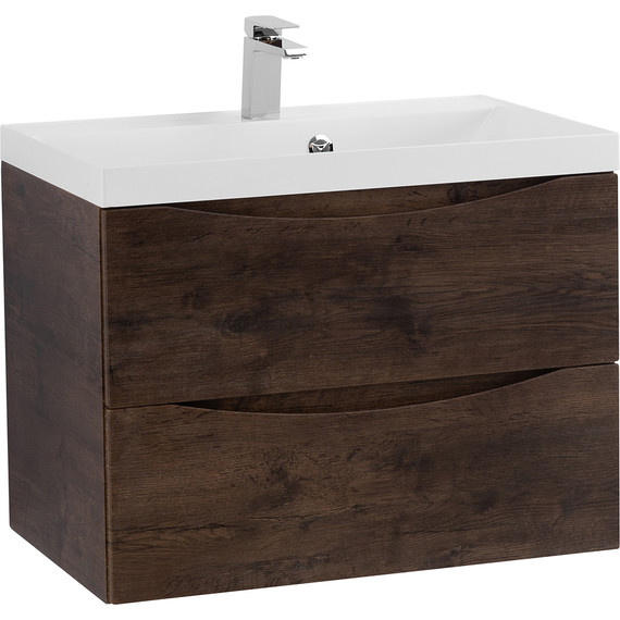 Тумба подвесная с раковиной BelBagno MARINO-700-2C-SO-RW-P 70 см, Rovere Moro фото 2