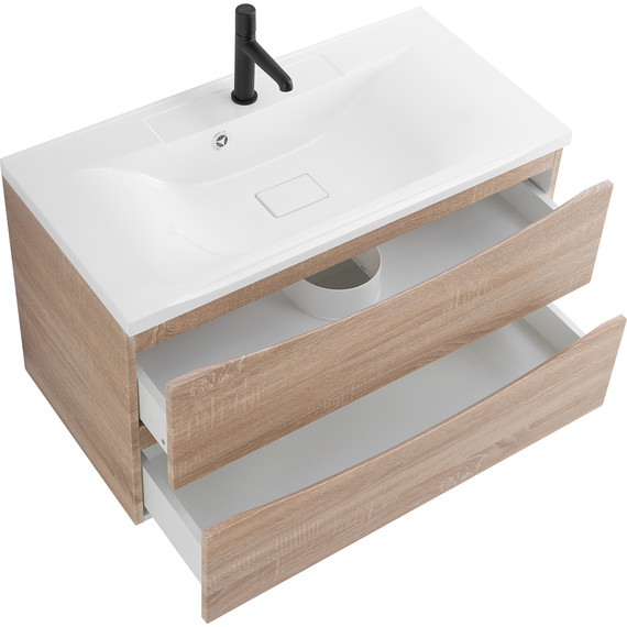 Тумба подвесная с раковиной BelBagno MARINO-1000-2C-SO-WO-P 100 см, Rovere Bianco фото 5