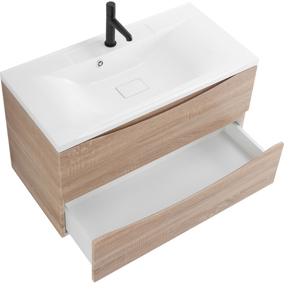 Тумба подвесная с раковиной BelBagno MARINO-1000-2C-SO-WO-P 100 см, Rovere Bianco фото 3