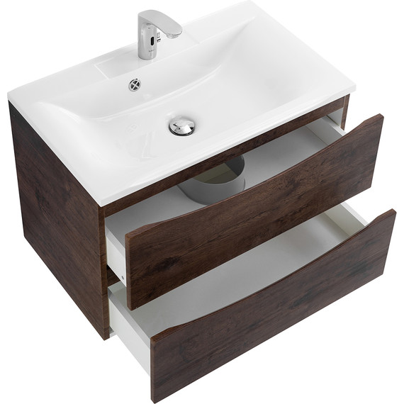 Тумба подвесная с раковиной BelBagno MARINO-750-2C-SO-RW-P 75 см, Rovere Moro фото 6