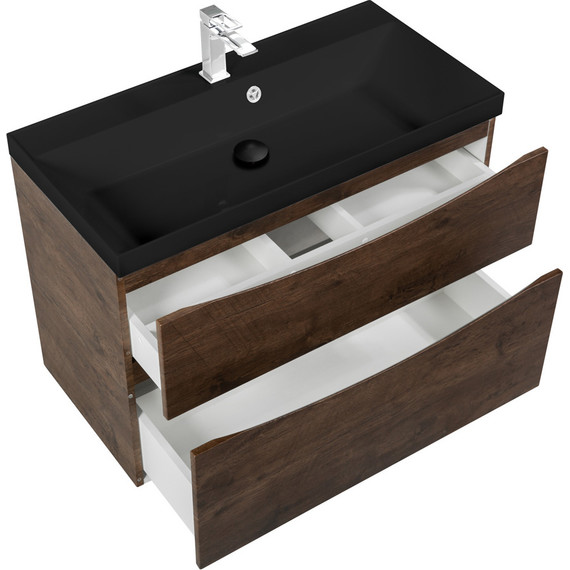 Тумба подвесная с раковиной BelBagno MARINO-H60-800-2C-SO-RW-P 80 см, Rovere Moro (раковина BB800/450-LV-ART-AST-NERO) фото 5