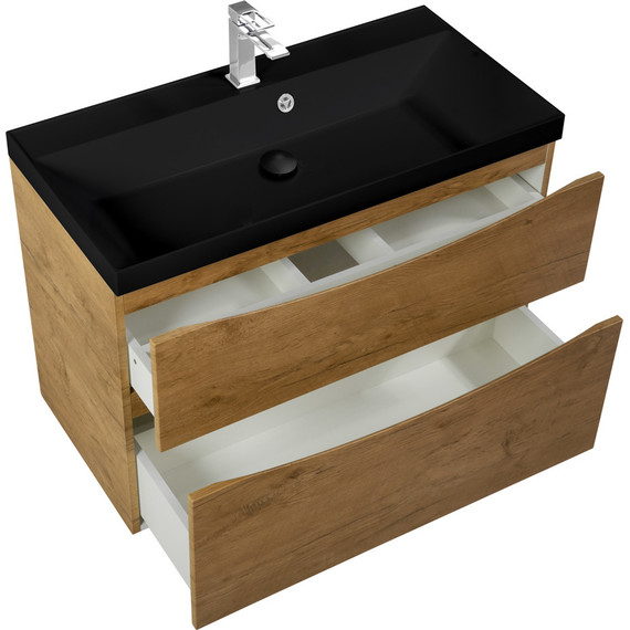 Тумба подвесная с раковиной BelBagno MARINO-H60-800-2C-SO-RN-P 80 см, Rovere Nature (раковина BB800/450-LV-ART-AST-NERO) фото 5