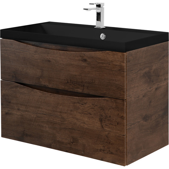 Тумба подвесная с раковиной BelBagno MARINO-H60-800-2C-SO-RW-P 80 см, Rovere Moro (раковина BB800/450-LV-ART-AST-NERO) фото 2