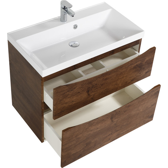 Тумба подвесная с раковиной BelBagno MARINO-H60-800-2C-SO-RW-P 80 см, Rovere Moro фото 5