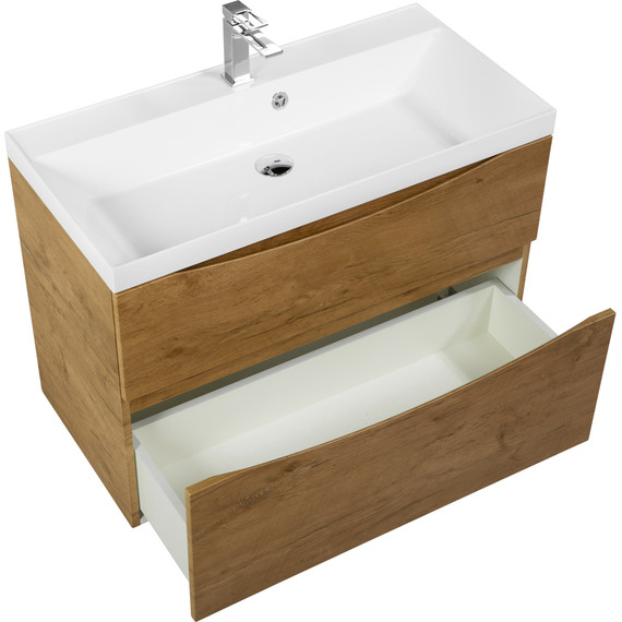 Тумба подвесная с раковиной BelBagno MARINO-H60-800-2C-SO-RN-P 80 см, Rovere Nature фото 3