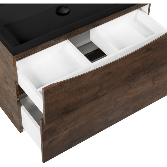 Тумба подвесная с раковиной BelBagno MARINO-H60-800-2C-SO-RW-P 80 см, Rovere Moro (раковина BB800/450-LV-ART-AST-NERO) фото 6