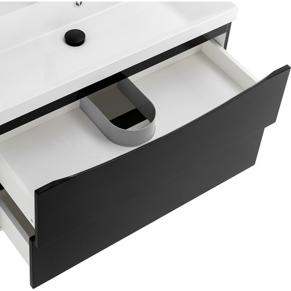 Тумба подвесная с раковиной BelBagno MARINO-800-2C-SO-NL-P 80 см, Nero Lucido фото 7